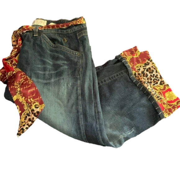 Baby Phat Y2K Denim Capri Low Rise Red Satin Cropped Jeans Size 13 - Picture 5 of 11